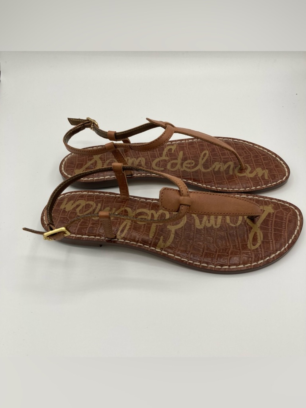 Sam Edelman Gigi Thong Sandals Brown Leather Strappy Women’s Size 9